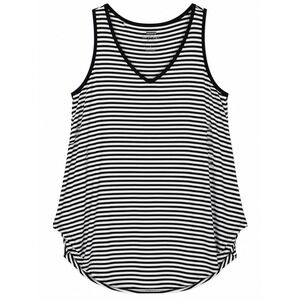 Torrid Tunic Tank Top Size 1X Black White Striped Super Soft V-Neck Sleeveless